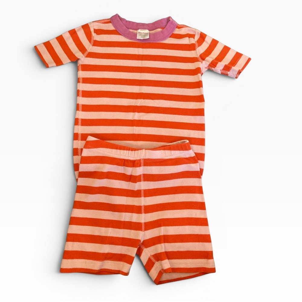 Hanna Andersson Pajamas Striped Organic Cotton Pink Orange Size 6 - 7 / 120 Euro